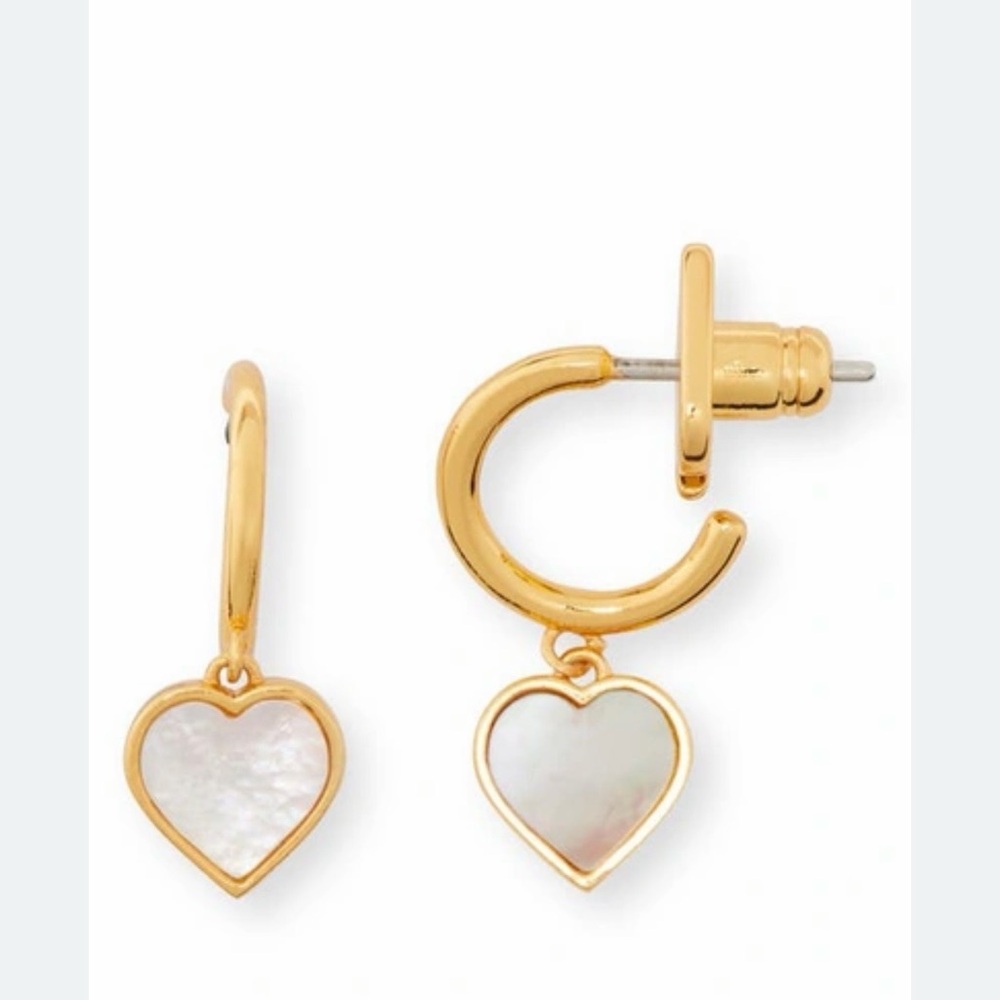 Kate Spade Flower Cream Heart Drop Earrings NWT